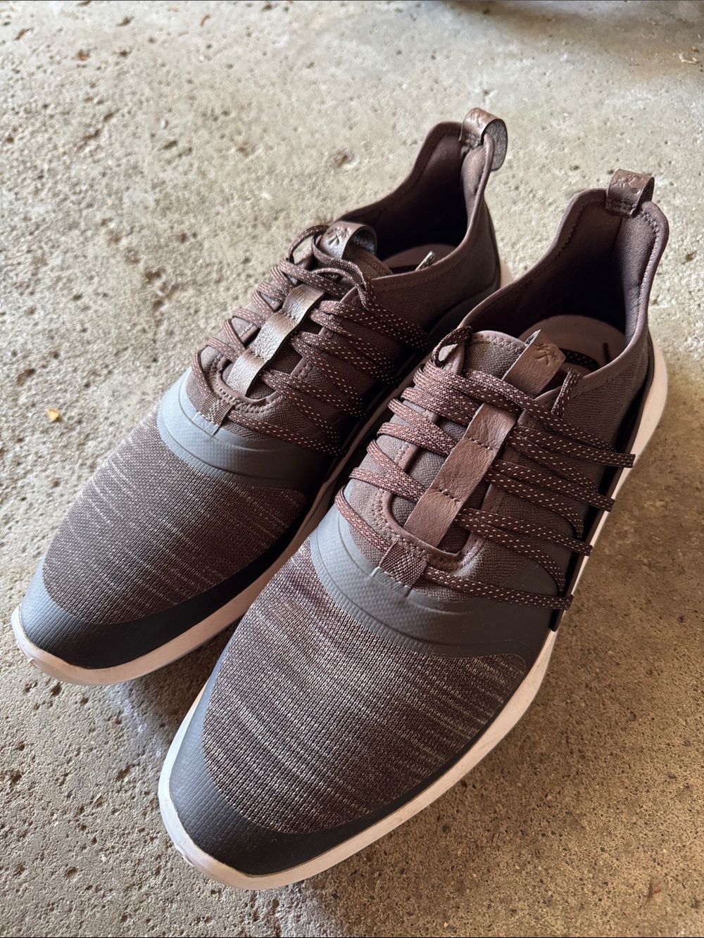 Puma Men's Brown Knit Lace-Up Golf Sneakers